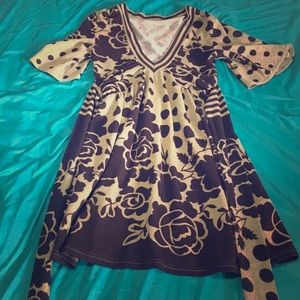 Brown and tan sweater dress